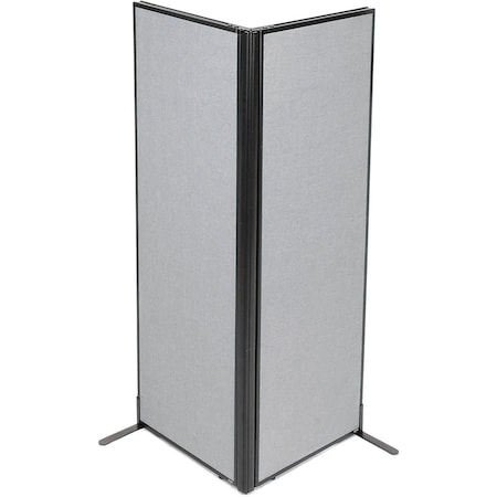 Interion By Global Industrial Interion Freestanding 2-Panel Corner Room Divider, 24-1/4inW x 72inH Panels, Gray 695063GY